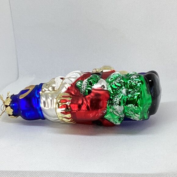 Vtg Montgomery Ward Soldier Nutcracker Soldier Holding Tree Bell Glass Ornament - Picture 9 of 16